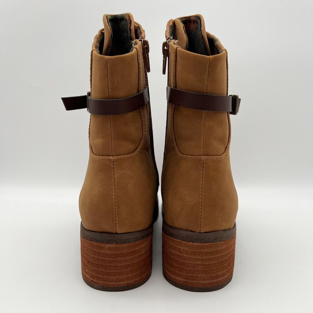 Kork-Ease Reese Tan Dark Brown Vegan Leather  Modern Short Riding Ankle Boot 8.5 - Picture 8 of 12